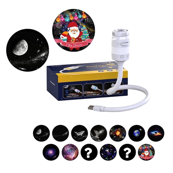 HD 5D Holographic Night Light Projector, 2-in-1 Galaxy Star and Ocean Projector with 24 Films, 360° Rotating USB Powered Plug and Play Ceiling Light for Bedroom Decor(13 Projection Films)