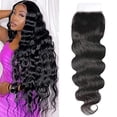 thumbnail image 1 of HD 6x6 Lace Closure Deep Parting Brazilian Deep Wave Invisible Knots, 100% Human Hair Transparent Lace Closure Pre Plucked Natural Color, 1 of 6