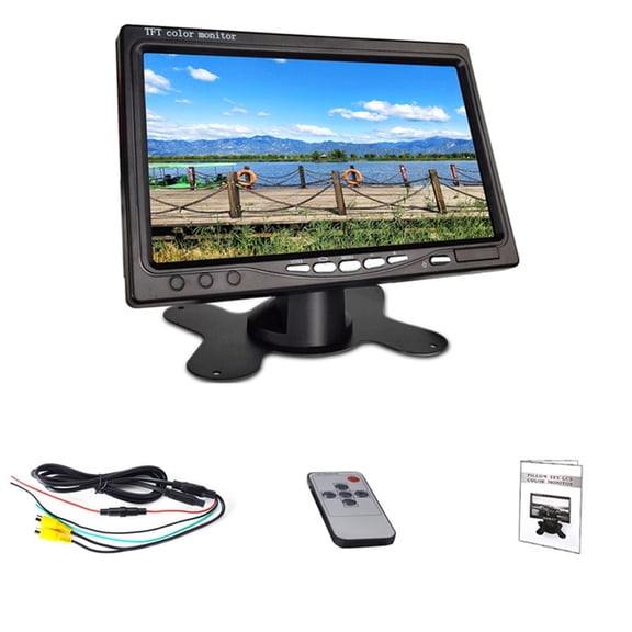 HD 7 Inch Car TFT LCD Mirror Monitor Vehicle Parking Screen 2 AV Input Auto Display Assistance Used For Rear View Backup Camera ,Easy to Install