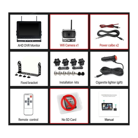 HD 8 Inch AHD Wireless Dual Antenna 4 Channels Car DVR Monitor 1080P Vehicle Reverse Backup Recorder Camera For Bus Truck ,Clear Images