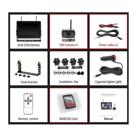 HD 8 Inch AHD Wireless Dual Antenna 4 Channels Car DVR Monitor 1080P Vehicle Reverse Backup Recorder Camera For Bus Truck ,Effortless Control