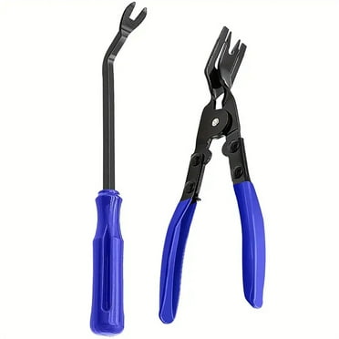 PALYTTE 2PCS Clip Pliers Set & Fastener Remover Auto Trim Removal Tool Kit, Auto Tool Kit Pry Tool Set Car Door Panel Dashboard Repair Kit - Blue