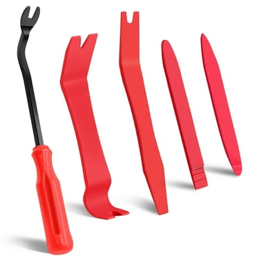 PALYTTE 5 PCs Auto Trim Removal Tool Kit, Car Door Panel Clip Removal Tool, Interior Door Panel Clip Fastener Removal Set for Vehicle Dash Radio Audio Installer, Automotive Accessories (Red)