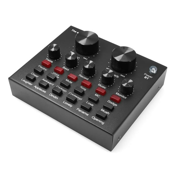 HD Au-dio Mixer V8 USB External Sound Card Headset Microphone Personal Live Broadcast Webcast for Mobile Phone Computer PC Dj ,Precision Control