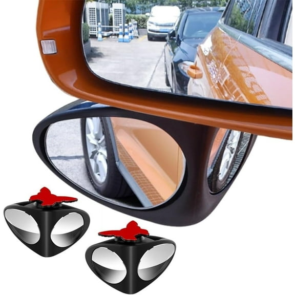 HD Blind Spot Mirrors for Cars – 360° Rotatable Wide Angle Glass, 2 Pack Rain & Fog Resistant Blind Spot Elimination Mirror for Sedan, SUV, Truck, (2pcs-L)