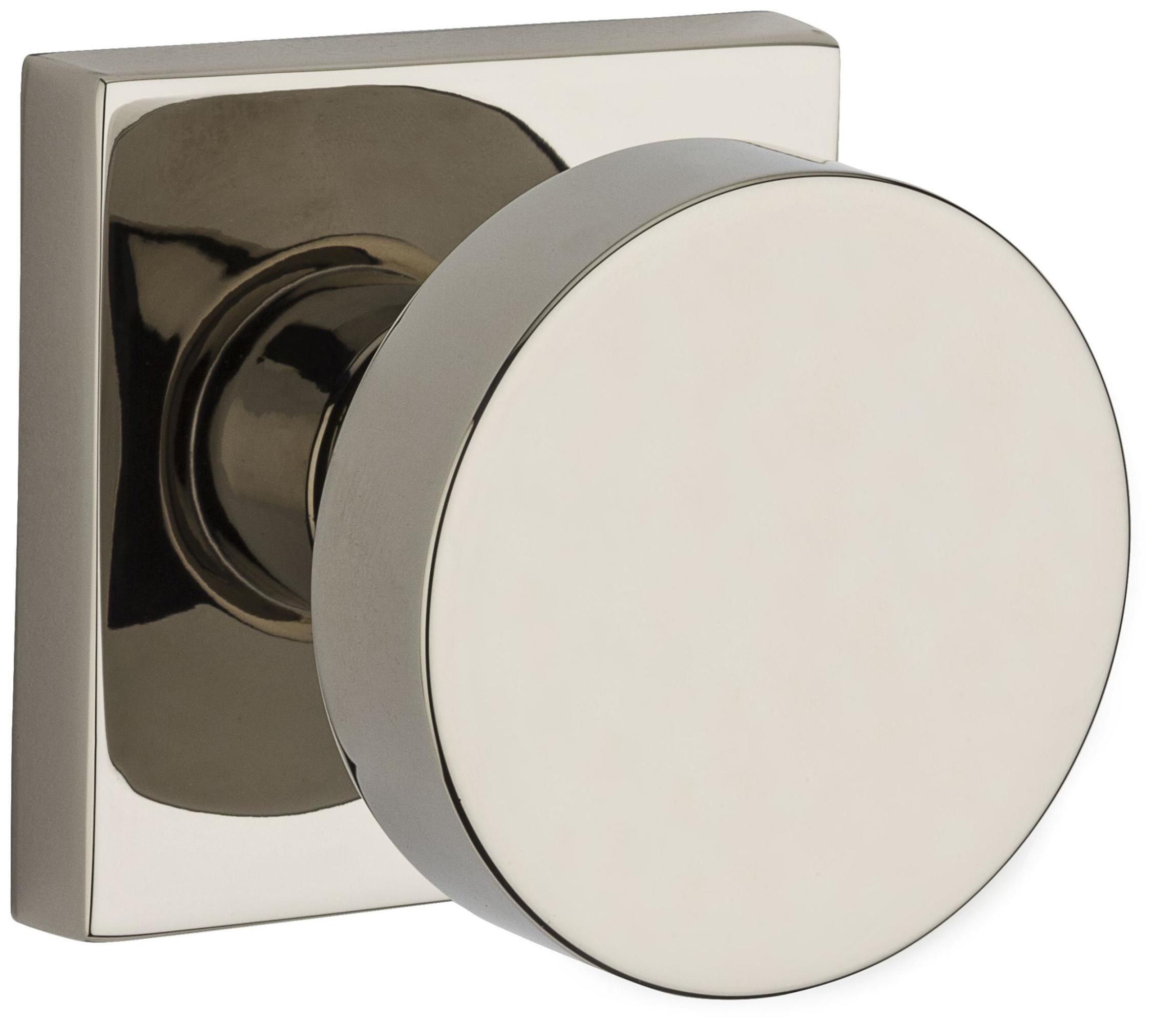 Polished Nickel Contemporary Square Rosette Solid Brass Knob