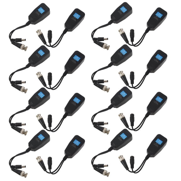 HD-CVI/TVI/AHD Passive Video Balun with Power Connector and RJ45 CAT5 Data Transmitter 8 Pair