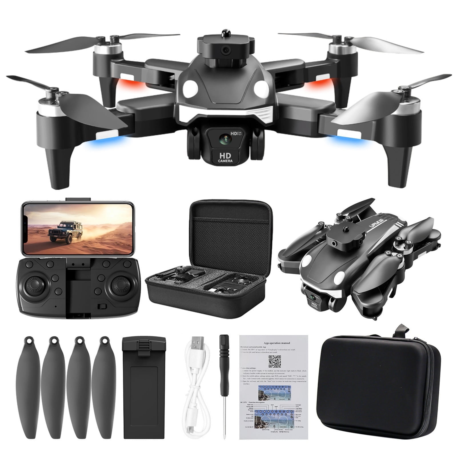 HD Camera Drone with Brushless Motors, Optical Flow & Obstacle Avoidance, Foldable Quadcopter for Beginners and Adults
