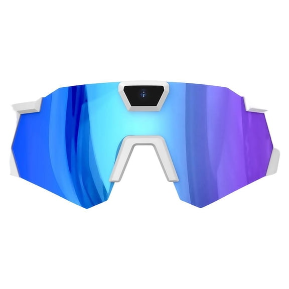 HD Camera Sunglasses With 64GB Card White Ice Blue Lens Hands Free Video Recording Polarized Smart Eyewear For Cycling Skiing Surfing Hiking Outdoor Sports