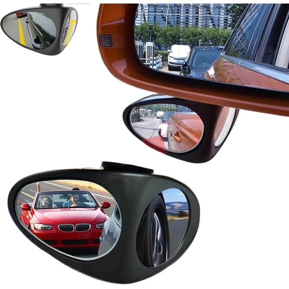 HD Car Blind Spot Elimination Mirror - 360° Rotatable, Rain/Fog Resistant, Car Side Mirror Blindspot, Helps with Parking, Lane Changes & Reversing, Wide-Angle Clarity for Safer Driving (Black - Left)