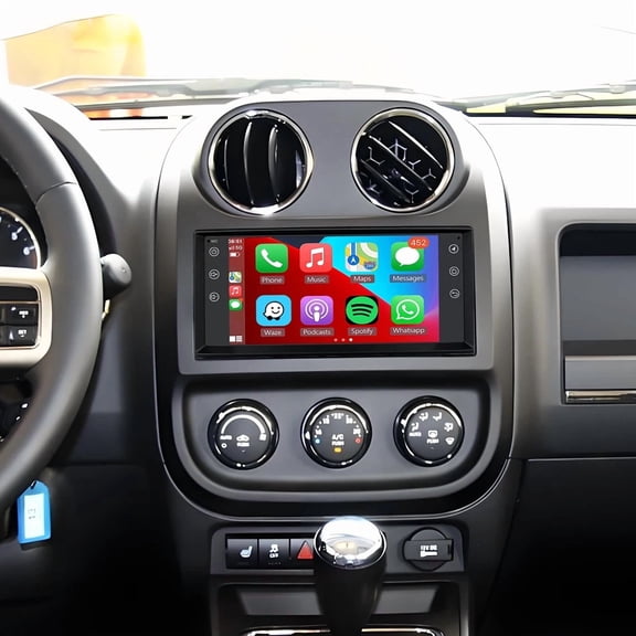 HD Car Navigation Stereo For Jeep 2009-2016 Patriot - Android 15 (2+64GB), 7" IPS Touch, AHD Backup Camera, Microphone, CarPlay/Android Auto, WiFi, GPS