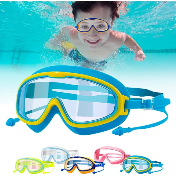 HD Children's Large Frame Waterproof and Anti-Fog Swimming Goggles Ultra Wide Vision, Favorabler Crosmicopic Goggles