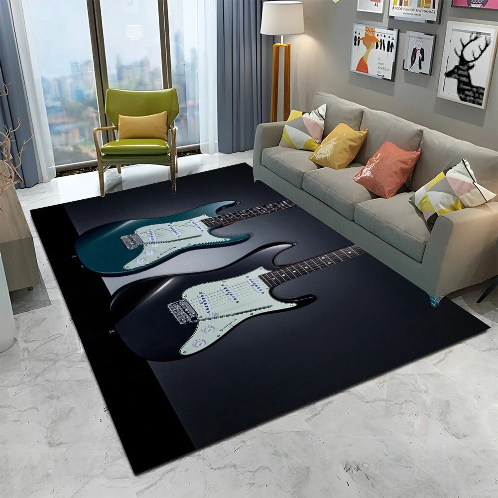 HD Classical Guitar Electric Guitar Carpet Rug for Home Living Room