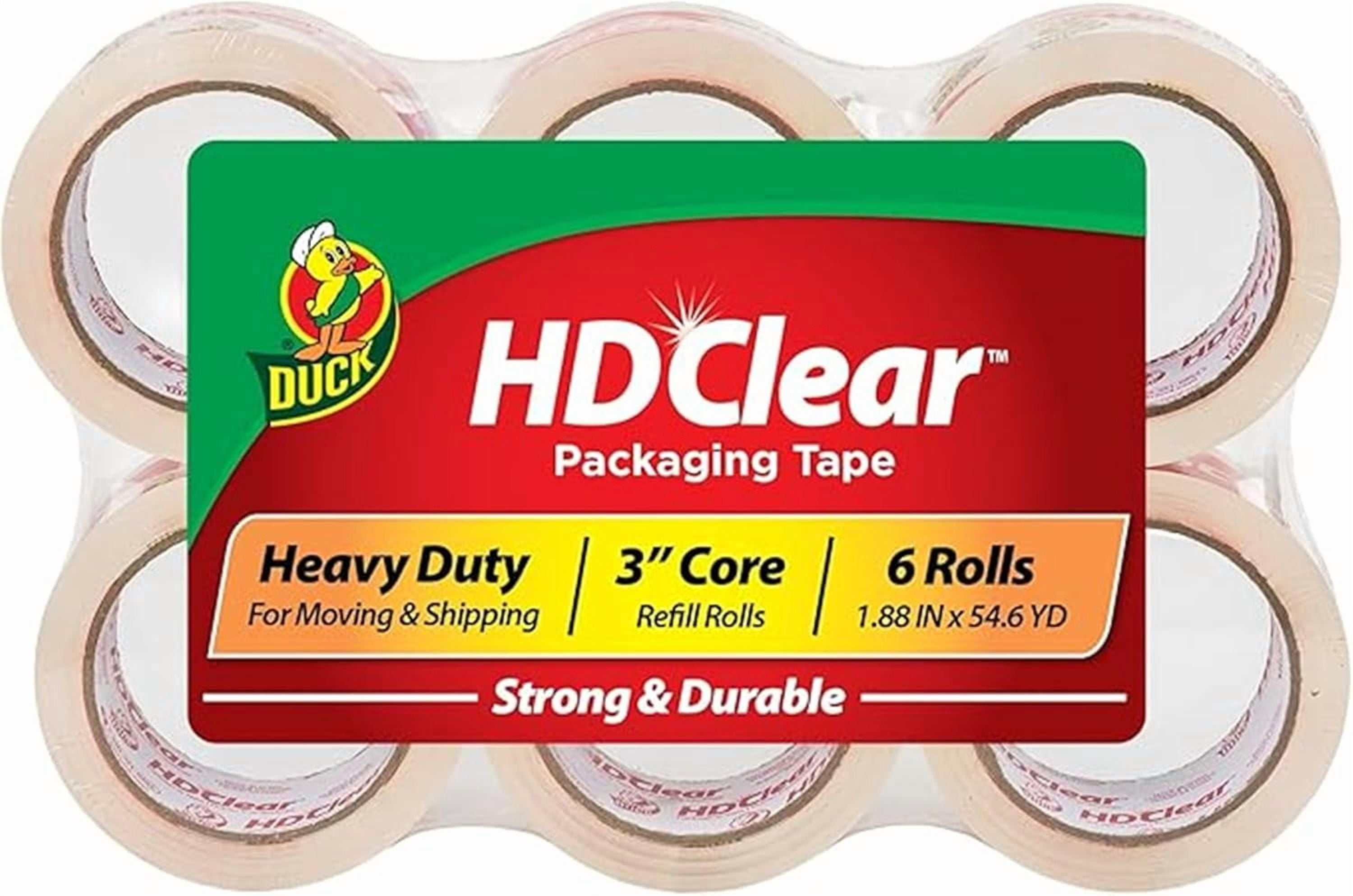 HD Clear Packing Tape Refills - 6 Rolls of Strong Heavy Duty Packing Tape for Shipping and Moving, Boxes and Packaging - 1.88 In. x 54.6 Yards - 3" Core - Clear (441962)