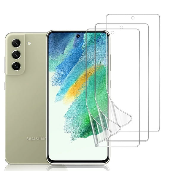 HD Clear Screen Protector for Samsung Galaxy S21 FE,Curved Edge Protection, Support Fingerprint, Hydrogel Film Soft TPU Protective Film [Not Tempered Glass], 3 Pack