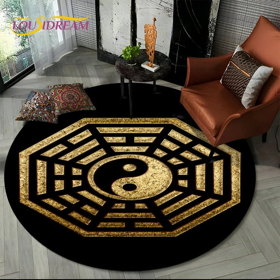 HD Colour Gold Nordic Marble Splendid Round Area Rug Carpet for Living Room Bedroom Sofa Playroom r kids Non-slip Floor Mat