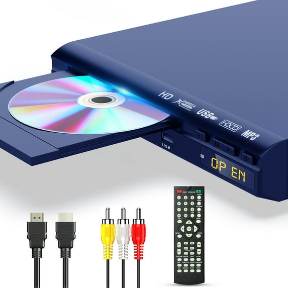 HD DVD Player, CD Players for Home, WONNIE DVD Players for TV with HD/AV/Coaxial Output &USB Input, Built in PAL/NTSC System,Breakpoint Memory, HDMI and RCA Output Cable Included
