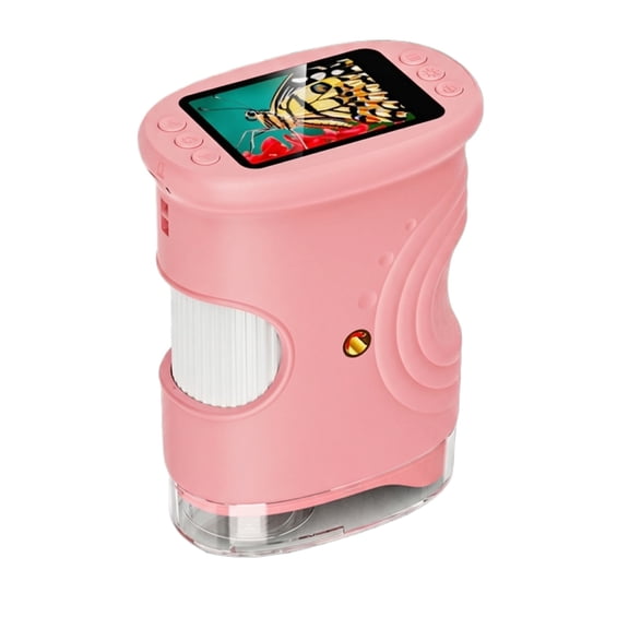 HD Digital Microscope, Portable Science Experiment Kit with ABS Material, High Magnification Educational Tool, Biological Observation Lab, Science Gift, Pink