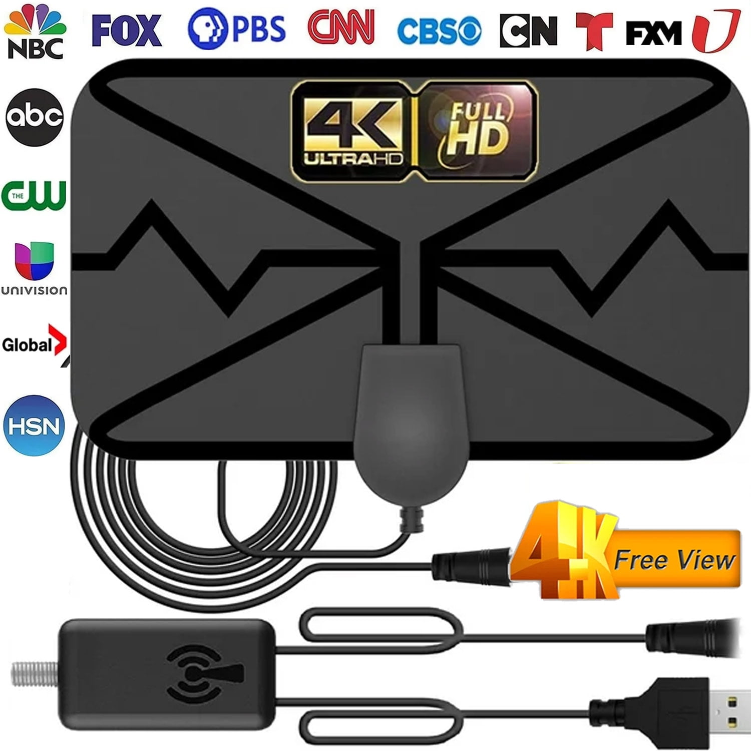 HD Digital TV Antenna,300+ Miles Range Portable Support 4K 1080p Indoor