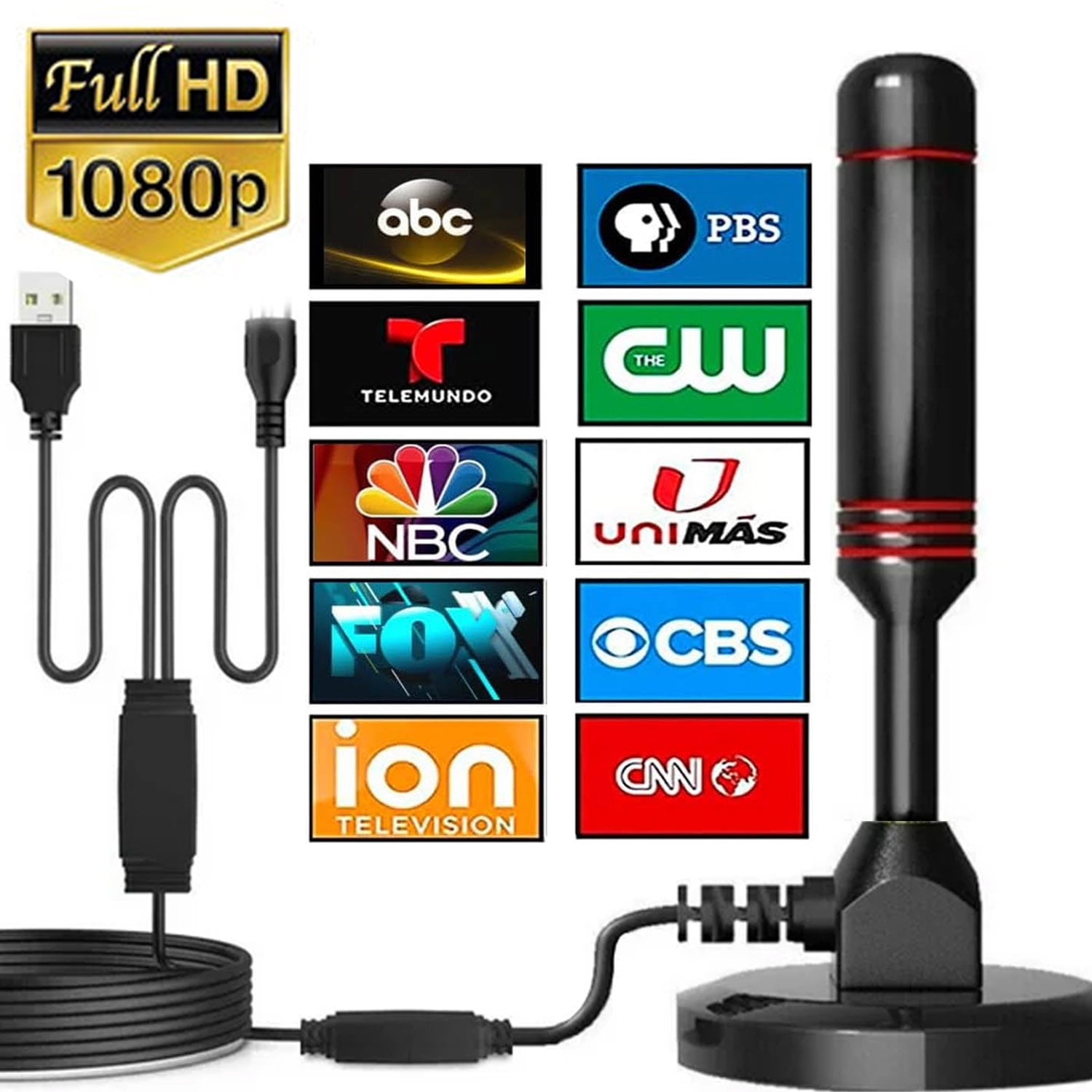 HD Digital TV Antenna,500+ Miles Range Portable Support 4K 1080p Indoor