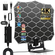 HD Digital TV Antenna Indoor with Amplifier Signal Booster, Supporting 150 Miles Long Range 4K 1080p & All Older TVs Indoor HDTV Television with 12ft Coax Cable, AC Adapter and Stand