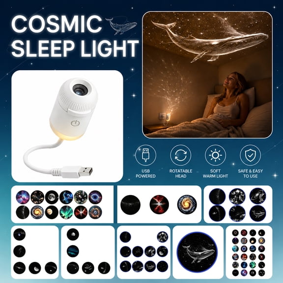 HD Dynamic Smart Galaxy Projector Night Light 360 Swivel Plug and Play Star Sky Projection Lamp USB Supply Wall Ceiling Decor Light for Room,With 6 Films