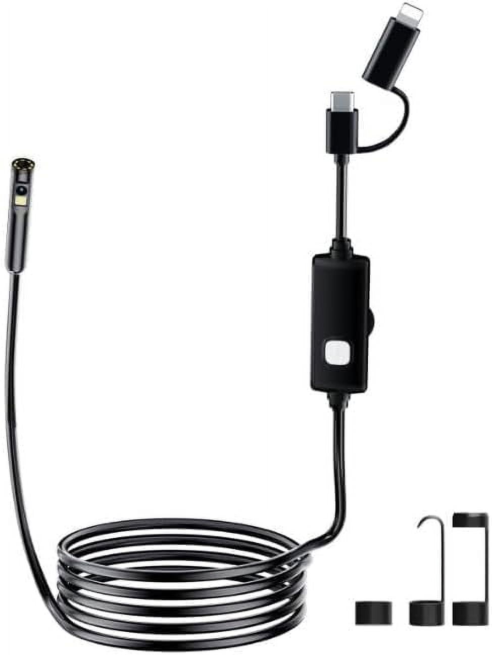 HD Endoscope Dual Lens with Light, Waterproof, for Pipeline Inspection Camera, No WiFi Required - 16.4ft/5m