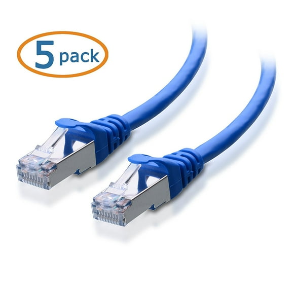 HD Enjoy 5 Pack, Cat6a Snagless Shielded (SSTP/SFTP) Ethernet Patch Cable in Blue 10 Feet