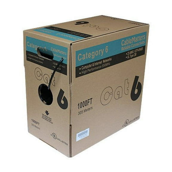 HD Enjoy In-Wall Rated (CM) Cat6 Stranded Ethernet Cable in Black 1000 Feet