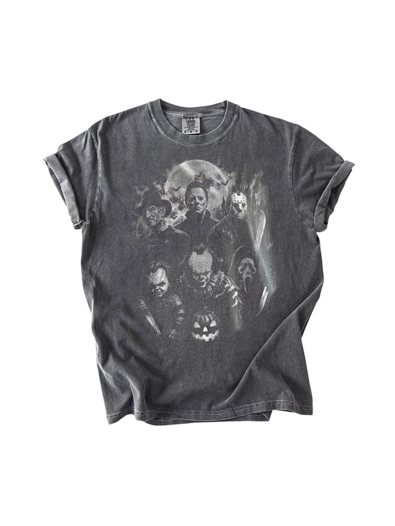 Classic Halloween Horror Characters Tee, Vintage Graphic Spooky Season Scary 2026 Shirt, Unisex S-5XL Multicolor