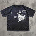 thumbnail image 1 of HD HANDICHI DESIGN Funny Gangster Cat Meme Tee, Vintage Graphic Shirt Cat Lover Mom Dad Gift, Unisex S-5XL Multicolor, 1 of 4