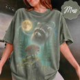 thumbnail image 1 of HD HANDICHI DESIGN Jimothy Raccoon Retro Moon Cotton Unisex T-Shirt, 1 of 4