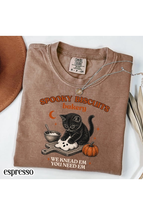 Unisex Kitty Biscuits Bakery Cotton Crew Neck T-Shirt