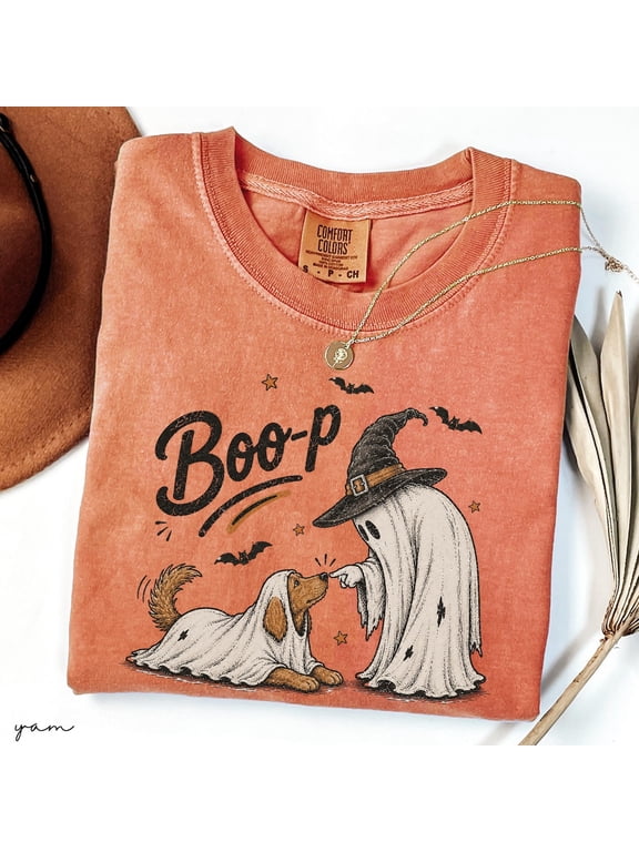 Unisex Retro Boop Ghost Dog Cotton Crew Neck T-Shirt