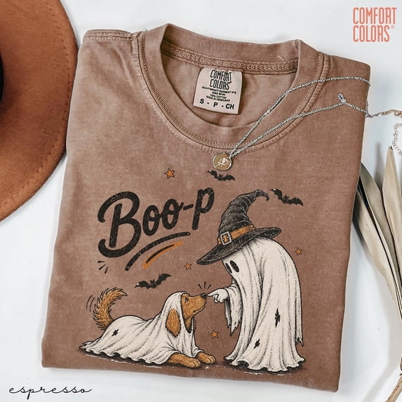 HD HANDICHI DESIGN Unisex Retro Boop Ghost Dog Cotton Crew Neck T-Shirt