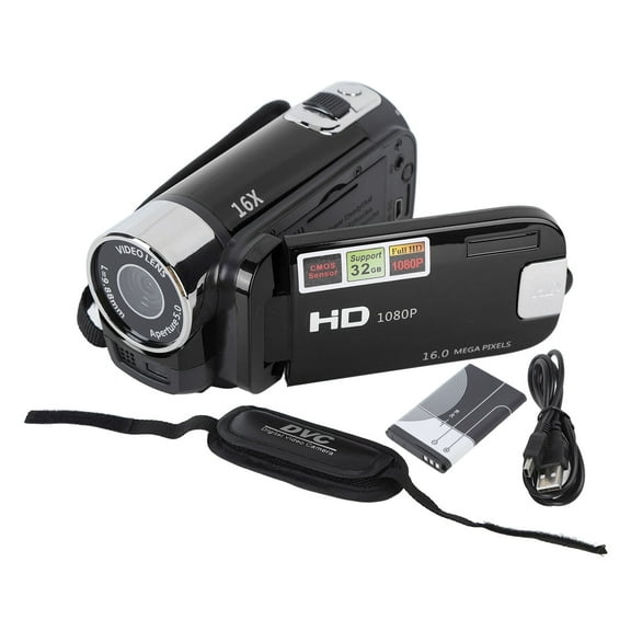 HD Handheld Video Camcorder Digital Camcorder, 1080P 16MP DV Camera 2.7in TFT Rotatable Screen 16x Digital Zoom Video Camera with USB Cable (Black)