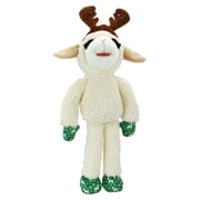 Multipet Plush Jumbo Holiday Lamb Chop Reindeer Dog Toy, Squeaker, Green and White Holiday Pattern Paws with Reindeer Antlers, 21"