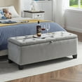 thumbnail image 1 of HD JUNTUNKOR Velvet Storage Ottoman Bench, 47.6" Tufted Ottoman Bench with Tapered Legsa, Gray, 1 of 7