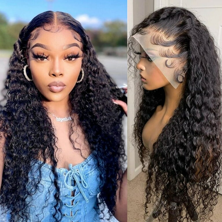 HD Lace Front Wigs Human Hair, Water Wave Lace Front Wig 13x4 Transparent  Lace Frontal Human Hair Wigs Pre Plucked With Baby Hair Virgin Curly Human