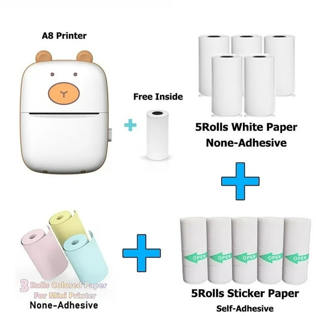 HD Meow Mini Label Printer Thermal Portable A8 Printers Sticker