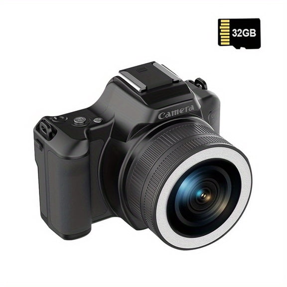 HD Mini DSLR Digital Camera Front & Rear Dual Camera Face Fill Light Selfie Recording & Videotaping Available In Two Models (Without Memory Card & with 32G Memory Card)-Multi-colour-1pc