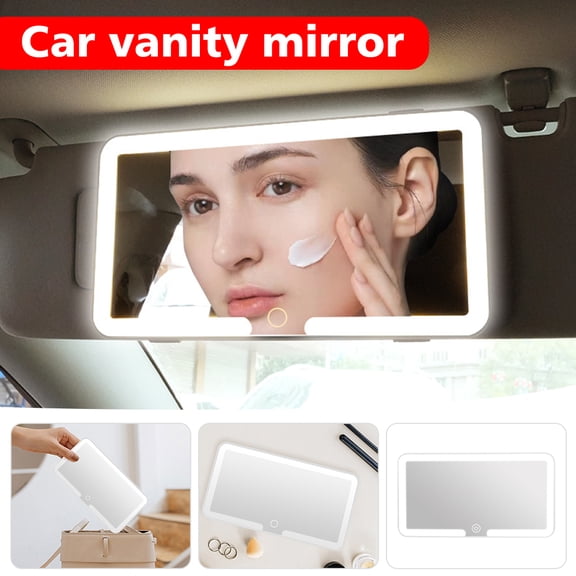 HD Mirror Car LEDMakeup Mirror Three Gear Adjustment Sun Visor Plate Interior RearMirror Dimmable Touchscreen Auto Vanity Mirror