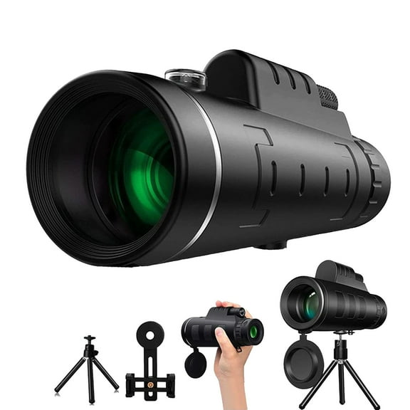 HD Monocular Telescope, Waterproof pocket monoculars for adults with Smartphone Adapter & Tripod, High Power Monocular with Clear Low Light Vision mini Monocular Zoom Focus for Bird Watching Hunting
