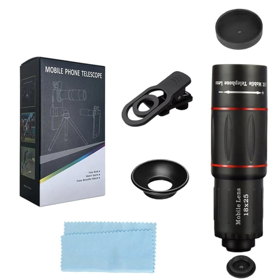 HD Phone Telephoto Lens for iPhone & Android Smartphones, 12X Zoom Auxiliary Camera Lens for Concerts, Wildlife & Sports Photography, Black