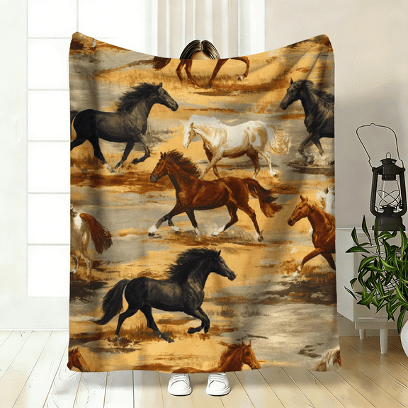 HD Printed Horse Blanket, 280GSM Soft Warm Flannel, Perfect Gift, All Seasons, Indoor Outdoor Use, Travel Camping, Home Decor