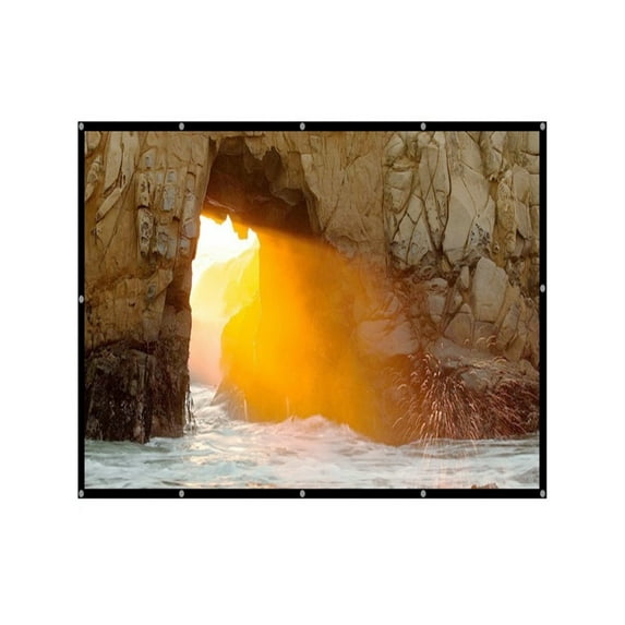 HD Projector Screen Pull Down Projector Screen Outdoor 60-150 Inches For Movie Home Theater Cinema Office Video Game ,Wrinkle-Resistant Design