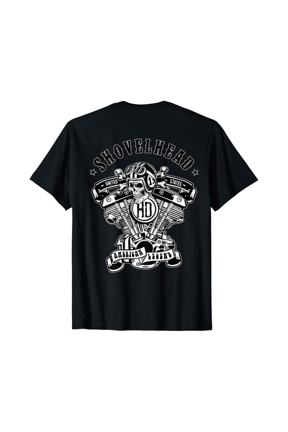 HD ShovelHead American Motorcycle Legend VTwin Engine Skull T-Shirt, Unisex T-Shirt