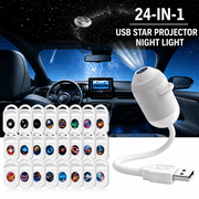 HD Smart Dynamic 5D Holographic Night Light Projector, 2-in-1 Galaxy Star and Ocean Projector with 1-24 Films, 360  Rotating USB Powered Ceiling Plug-In Light for Car Bedroom Decor