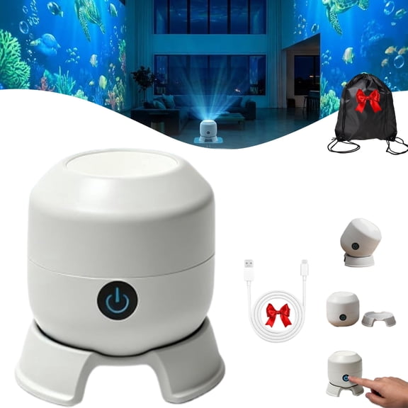 HD Smart Dynamic 5D Holographic Night Light Projector, 360° Rotating Ocean Wave Galaxy LED Light with Multi-Angle Base, USB Rechargeable Ambient Lighting for Bedroom, Meditation & Home Theater