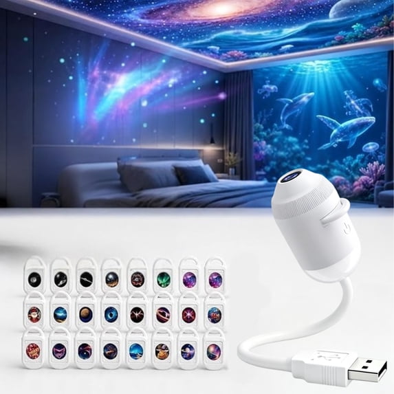 HD Smart Dynamic 5D Holographic Night Light Projector, All-In-One Cosmic & Holiday Projection Kit, Plug-And-Play Rotating Light For Bedrooms, Playrooms And Rest Spaces